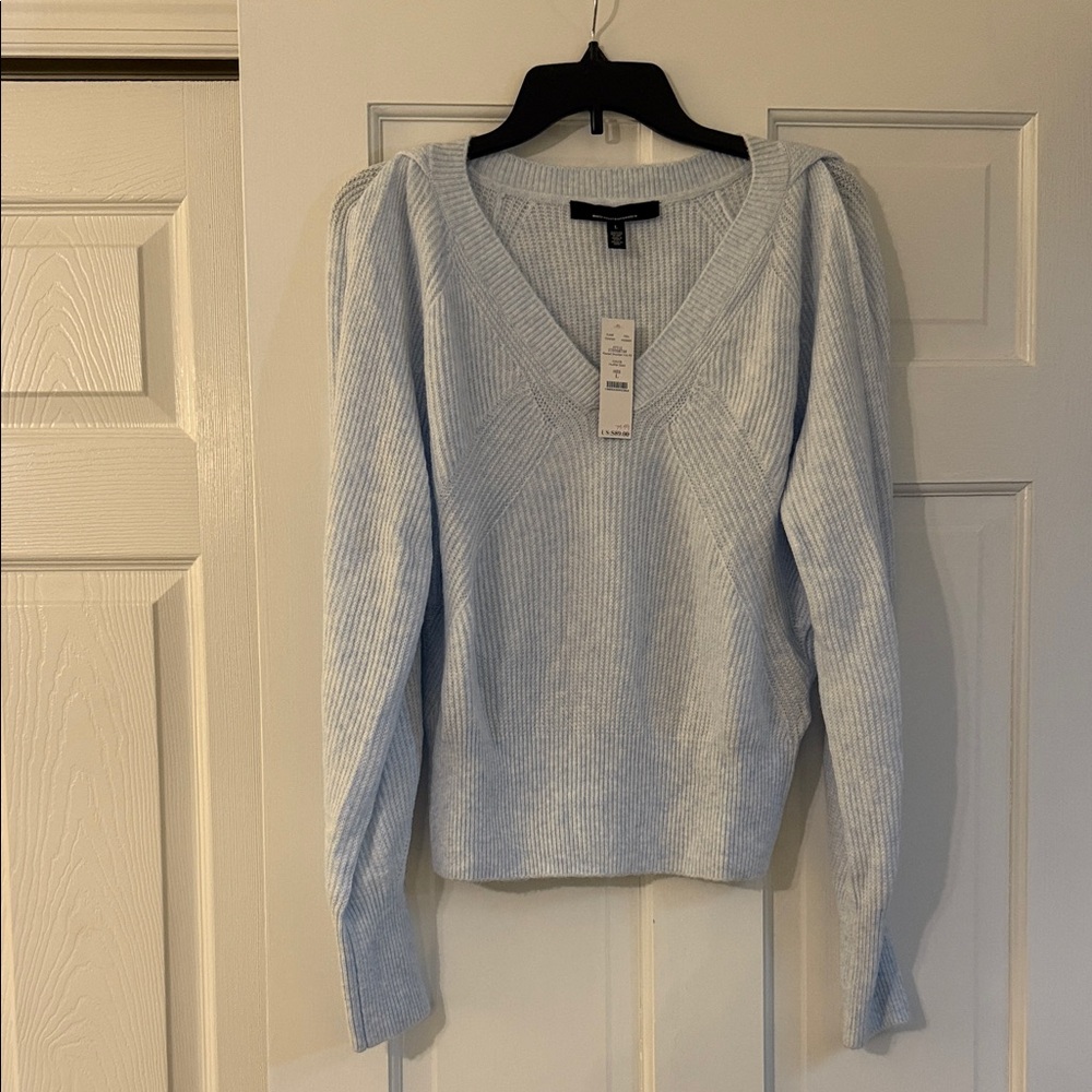 White House Black Market Sky Blue V-Neck Sweater